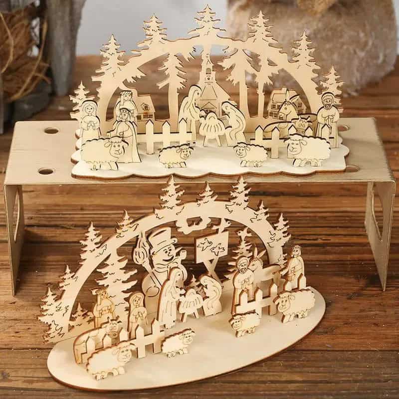 Crèche de Noël en bois