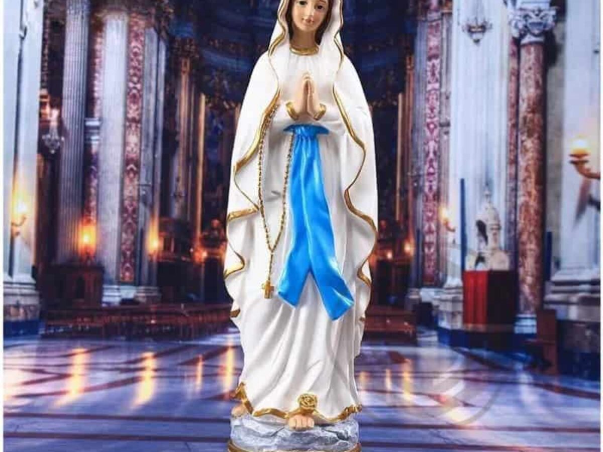 STATUE SAINTE VIERGE Marie Et Enfant Jesus En Platre Art Deco Virgin